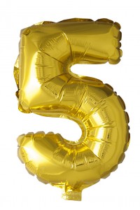 balloons - Foil Gold - Number 5